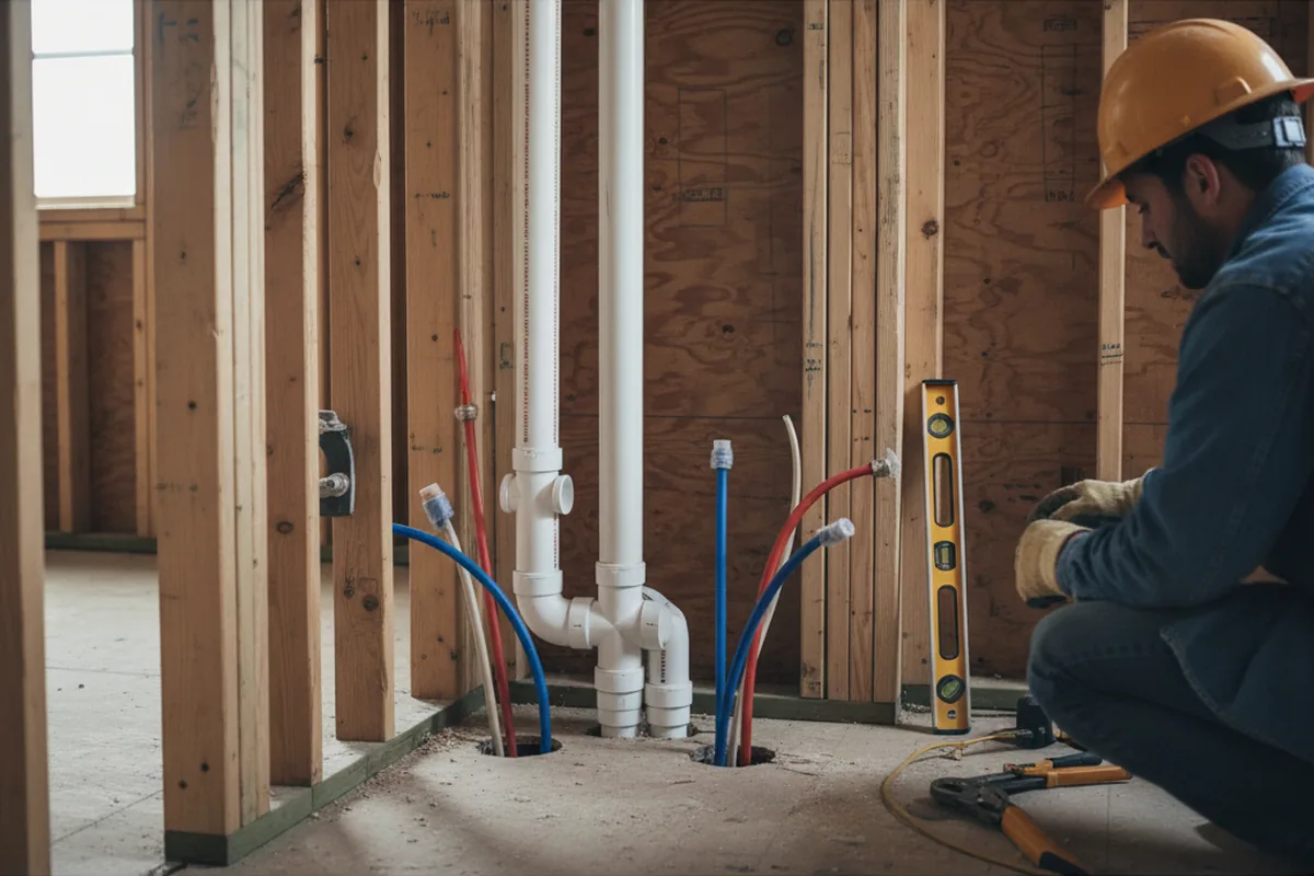 Drain and supply rough-in during Drain Cleaning in Fairfax